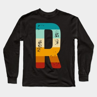 Retro Letter R Monogram Alphabet Lovers Kids Men Women Long Sleeve T-Shirt